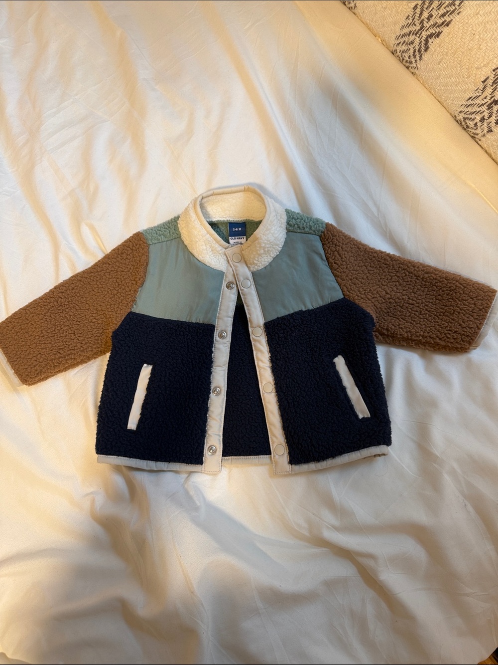 Toddler Colorblock Sherpa Jacket - Navy, Brown & Sage